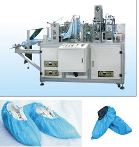 Plastic Ultrasonic Shoe Cover Machine With Left Right Adjustable Edge-To-Edge Adjustment During Material Roll Operation